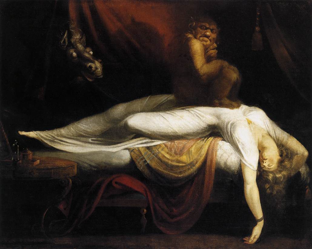 Henry Fuseli's 1781 painting The Nightmare helped shape a visual language of nocturnal pressure and visitation; it is cultural context, not clinical evidence.