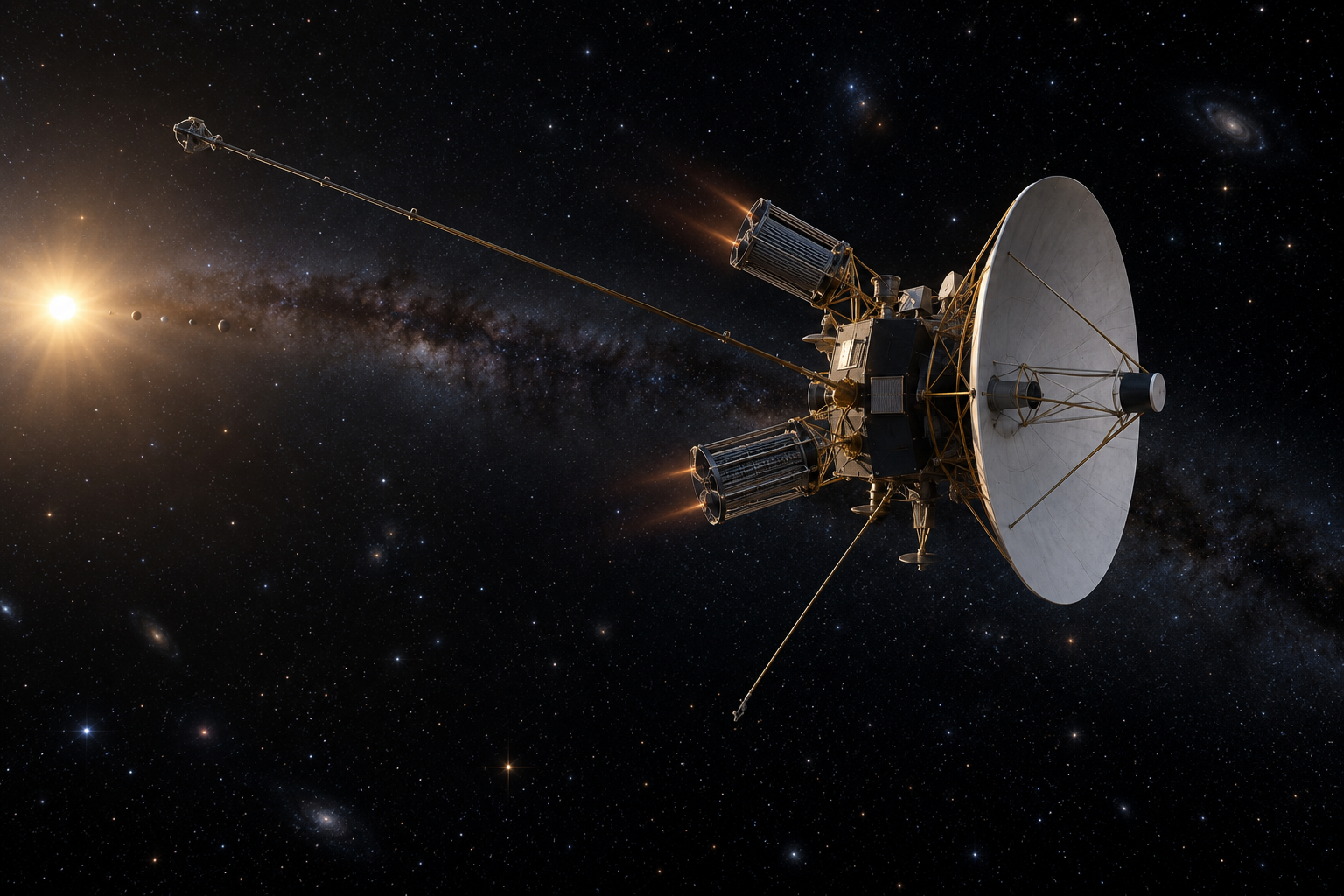 Generated technical view of a Pioneer spacecraft and asymmetric heat; not mission photography.